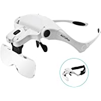 AUTOPkio Lentes de aumento- Lupa con luz 2 LED- Lupas de Gran Aumento para Modelismo- Reparaciones- Coser- Joyería y…